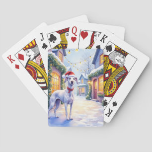 Baraja De Cartas Arte de Navidad Sombrero de Santa Village Nevado G