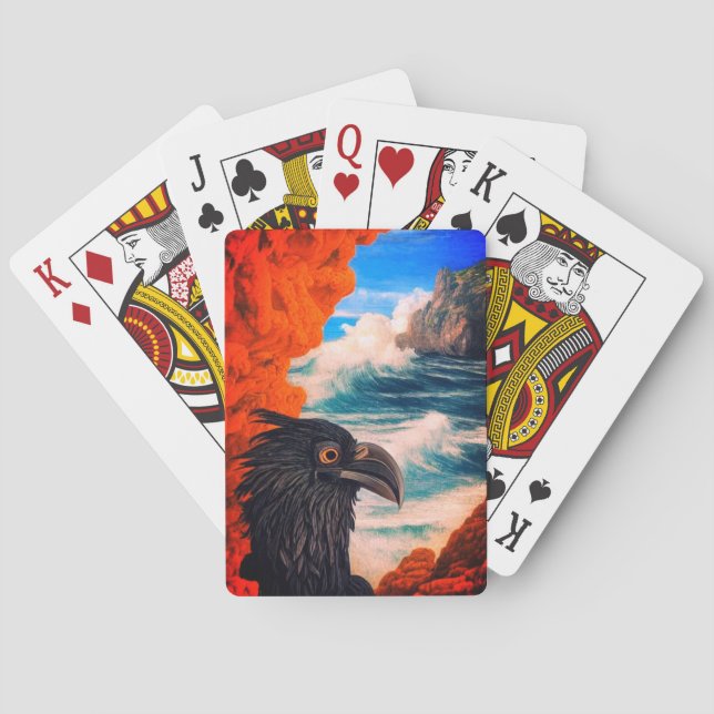 Baraja De Cartas Arte de pájaro negro (Reverso)