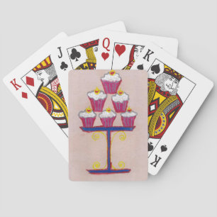 Baraja De Cartas Arte de pasteles con fondo de cerezo y rosa