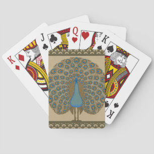 Baraja De Cartas Arte de pavo real azul dorado vintage de Walter Cr