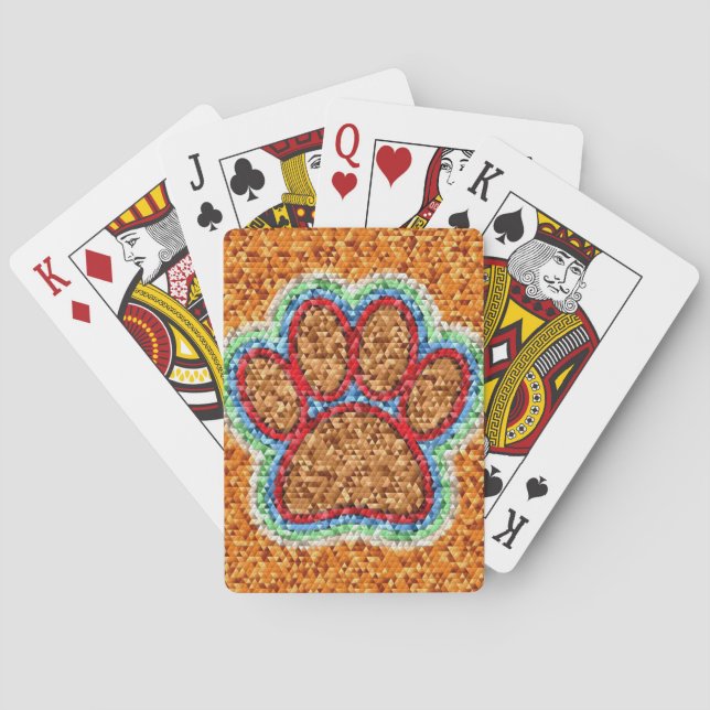 Baraja De Cartas Arte de Paw de Perro de Polo Bajo (Reverso)