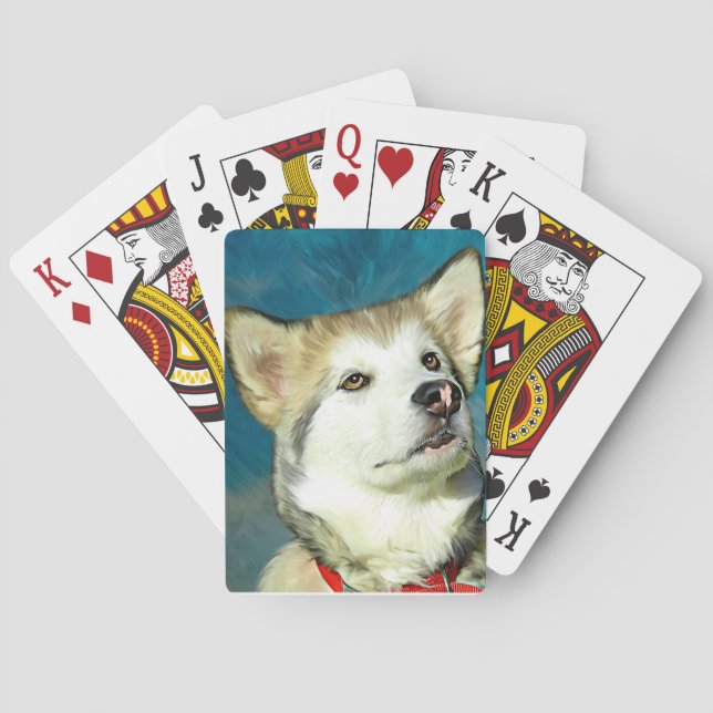 Baraja De Cartas Arte de perro en Malamute (Reverso)