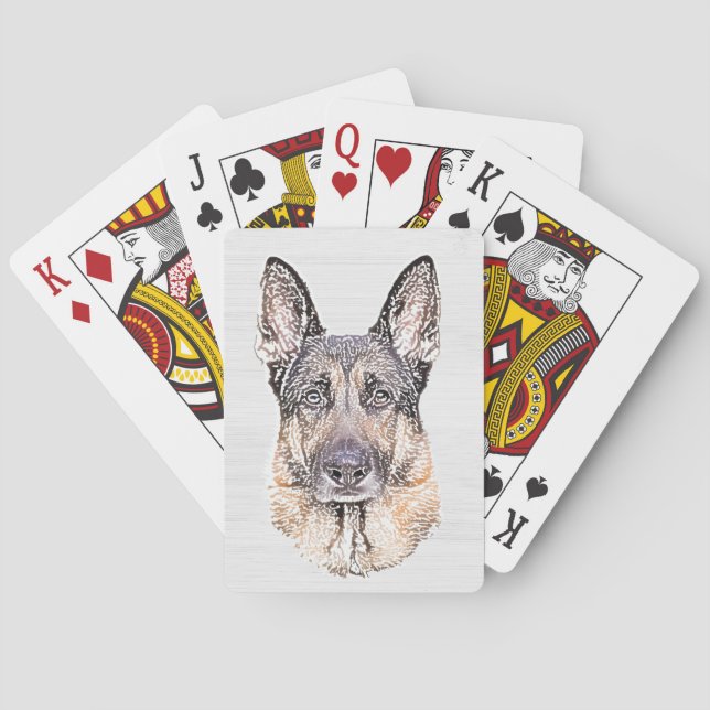 Baraja De Cartas Arte de perro esbozado por pastores alemanes (Reverso)