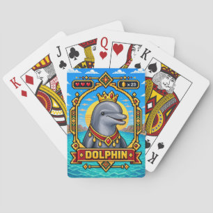 Baraja De Cartas Arte de Pixel de 8 Bits de Delfín Retro