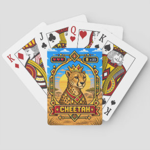 Baraja De Cartas Arte de Pixel de 8 Bits Retro de Guepardo