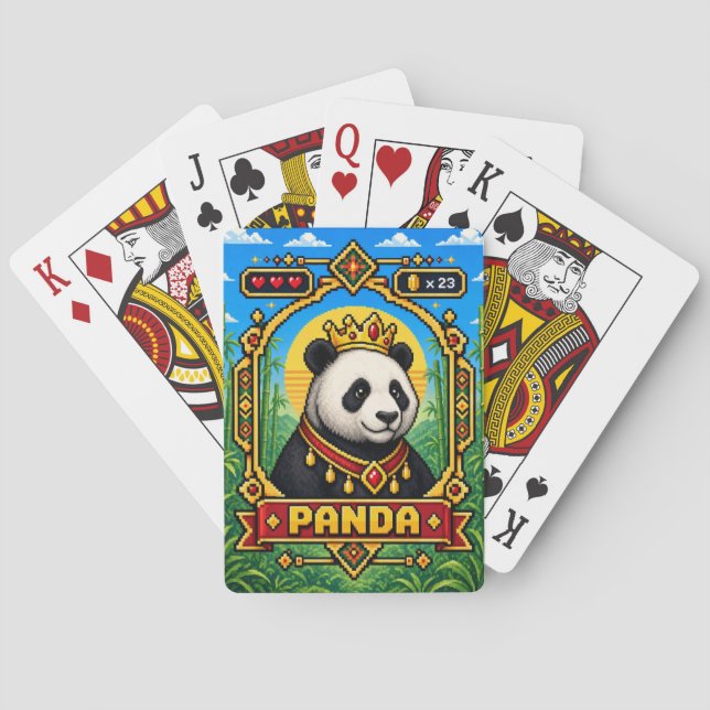 Baraja De Cartas Arte de Pixel de Panda Retro de 8 Bits (Reverso)