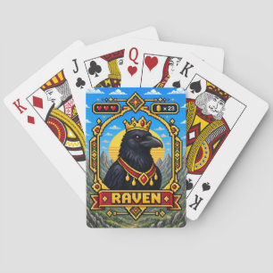 Baraja De Cartas Arte de píxeles Raven Retro de 8 bits