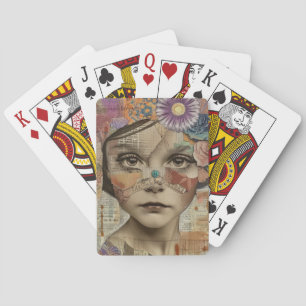 Baraja De Cartas Arte de retrato en collage de medios mixtos (10)