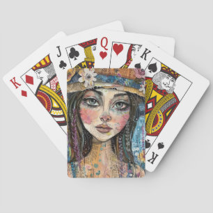 Baraja De Cartas Arte de retrato en collage de medios mixtos (3)