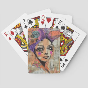 Baraja De Cartas Arte de retrato en collage de medios mixtos (5)