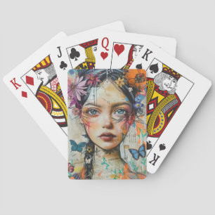 Baraja De Cartas Arte de retrato en collage de medios mixtos (9)