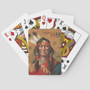 Baraja De Cartas Arte de retrato vintage de jefe nativo americano