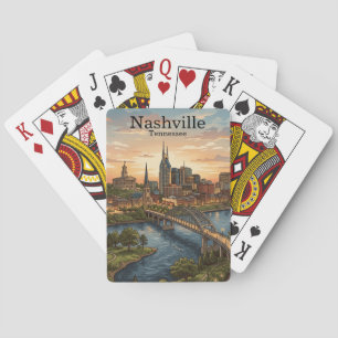 Baraja De Cartas Arte de viaje del cielo de Nashville Tennessee vin