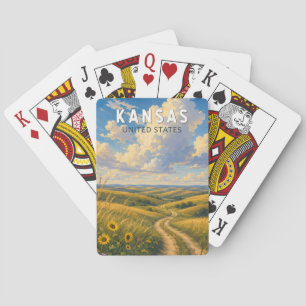 Baraja De Cartas Arte de viaje ilustración vintage de Kansas