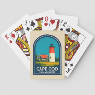 Baraja De Cartas Arte de viaje vintage Cape Cod Nauset Faro Retro