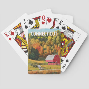 Baraja De Cartas Arte de viaje vintage de Connecticut