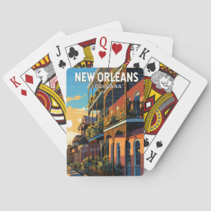 Baraja De Cartas Arte de viaje vintage de Nueva Orleans Luisiana