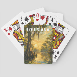 Baraja De Cartas Arte de viaje vintage ilustración de Luisiana