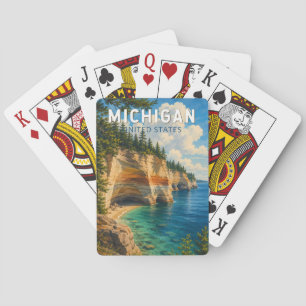 Baraja De Cartas Arte de viaje vintage ilustración de Michigan