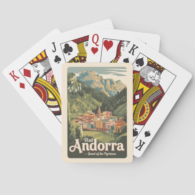 Baraja De Cartas Arte de viajes de Ilustracion de Andorra (Reverso)