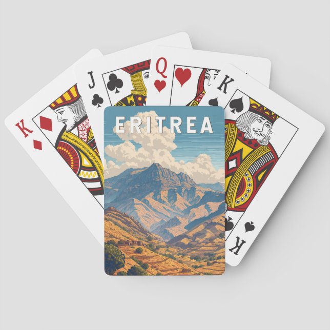 Baraja De Cartas Arte de viajes de Ilustracion de Eritrea (Reverso)