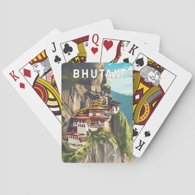 Baraja De Cartas Arte de viajes de Ilustracion en Bután (Reverso)