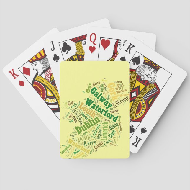 Baraja De Cartas Arte de Word de Ciudades de Irlanda (Reverso)
