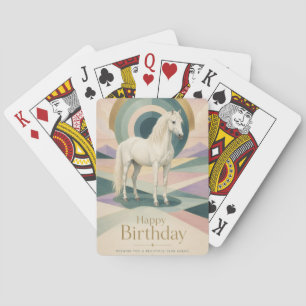 Baraja De Cartas Arte Deco Cumpleaños Caballo Blanco Geométrico