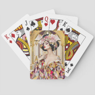 Baraja De Cartas Arte Deco Dama Fantasía Lindo