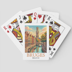 Baraja De Cartas Arte del Canal Brujas Bélgica Vintage