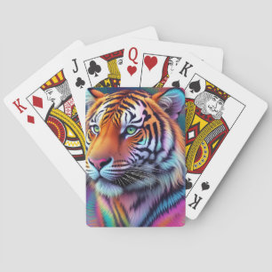 Baraja De Cartas Arte digital de tigre psicodélico neón arcoíris