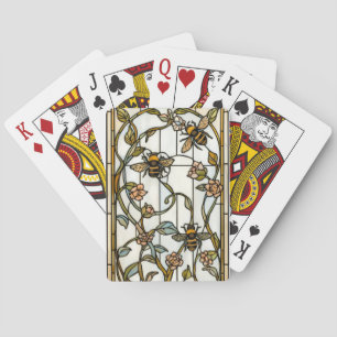 Baraja De Cartas Arte elegante art nouveau botánico abeja vidrio e