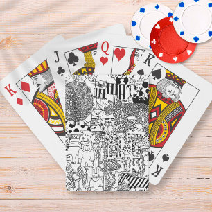 Baraja De Cartas Arte en negro y blanco de animales salvajes dibuja