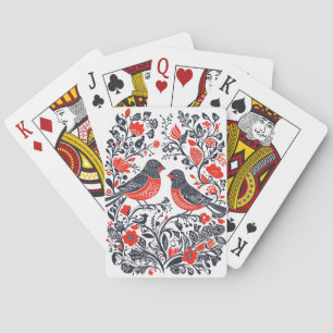 Baraja De Cartas Arte folclórico escandinavo pájaros diseño de cort