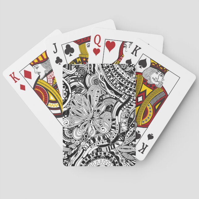 Baraja De Cartas Arte Geométrico Negro Y Blanco 15 (Reverso)