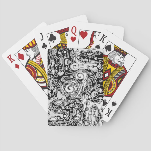 Baraja De Cartas Arte Geométrico Negro Y Blanco 3 (Reverso)