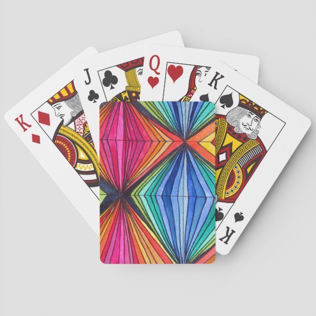 Baraja De Cartas Arte geométrico óptico arcoiris (Reverso)