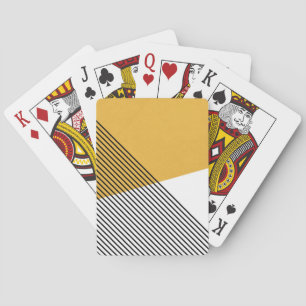 Baraja De Cartas Arte geométrico simple negro, blanco y amarillo