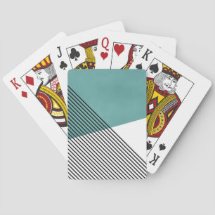Baraja De Cartas Arte geométrico simple negro, blanco y turquesa