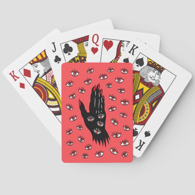 Baraja De Cartas Arte gótico de Halloween - Ojos espeluznantes de m (Reverso)