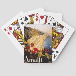 Baraja De Cartas Arte gráfico de póster de viaje vintage Amalfi Ita