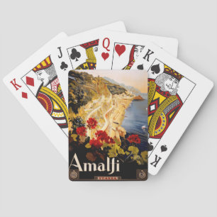 Baraja De Cartas Arte gráfico de póster de viaje vintage Amalfi Ita