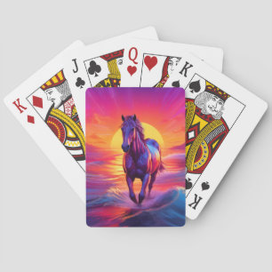 Baraja De Cartas Arte impresionante de caballo al atardecer