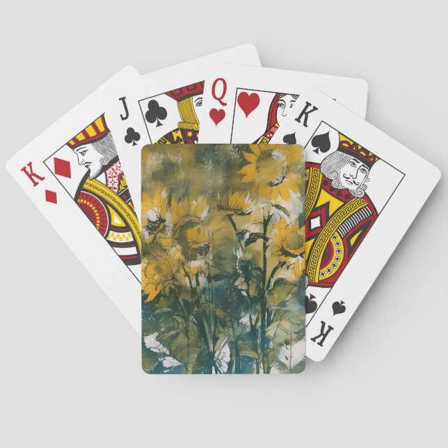 Baraja De Cartas Arte impresionista de girasoles (Reverso)