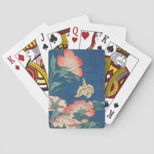 Baraja De Cartas Arte japonés de Hokusai Peonías y Canario