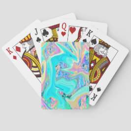 Baraja De Cartas Arte líquido azul acuático retro en hortensias abs