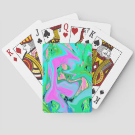 Baraja De Cartas Arte líquido rosa retro y azul claro en Hortensia