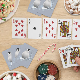 Baraja De Cartas Arte Nouveau de copos de nieve y pingüino invernal