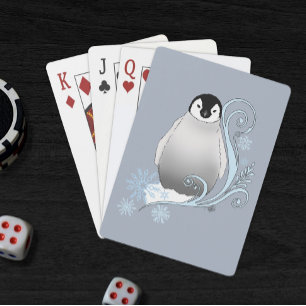 Baraja De Cartas Arte Nouveau de copos de nieve y pingüino invernal