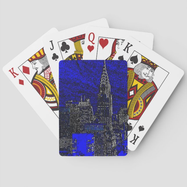 Baraja De Cartas Arte pop azul en Nueva York (Reverso)